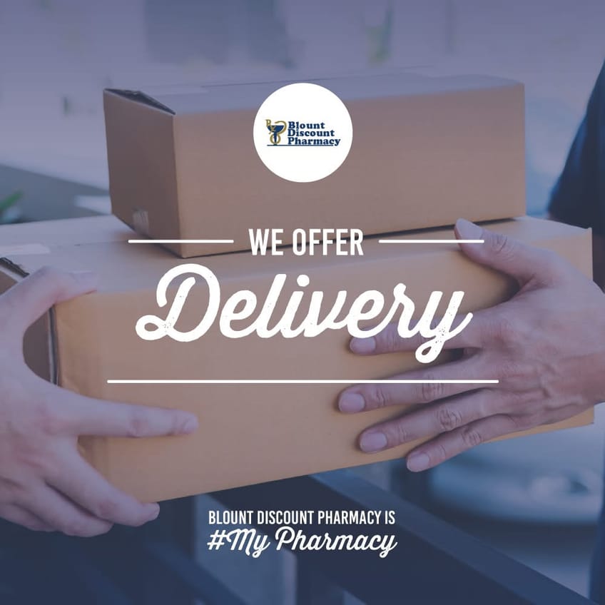 Blount Discount Pharmacy: We offer delivery, with packages being handed to a customer